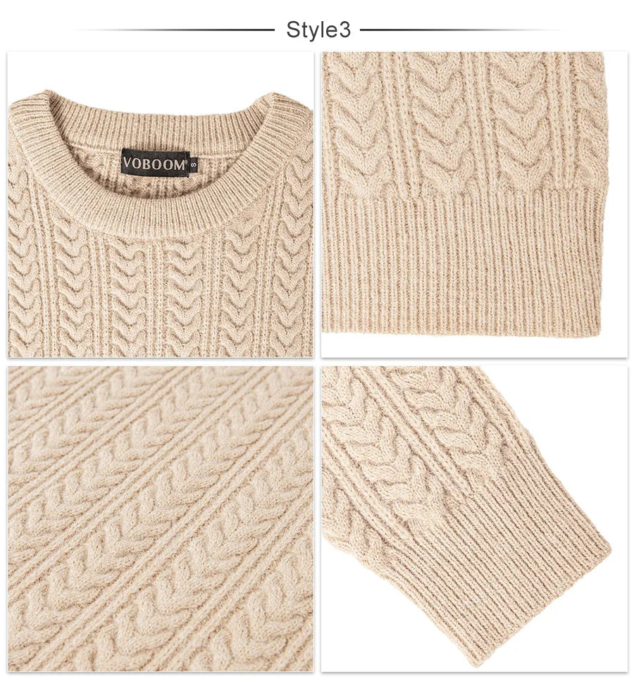 VOBOOM Men's Casual Slim Fit Basic Tops Knitted Lightweight Crewneck Twist Sweaters Turtleneck Pullover Sweater.