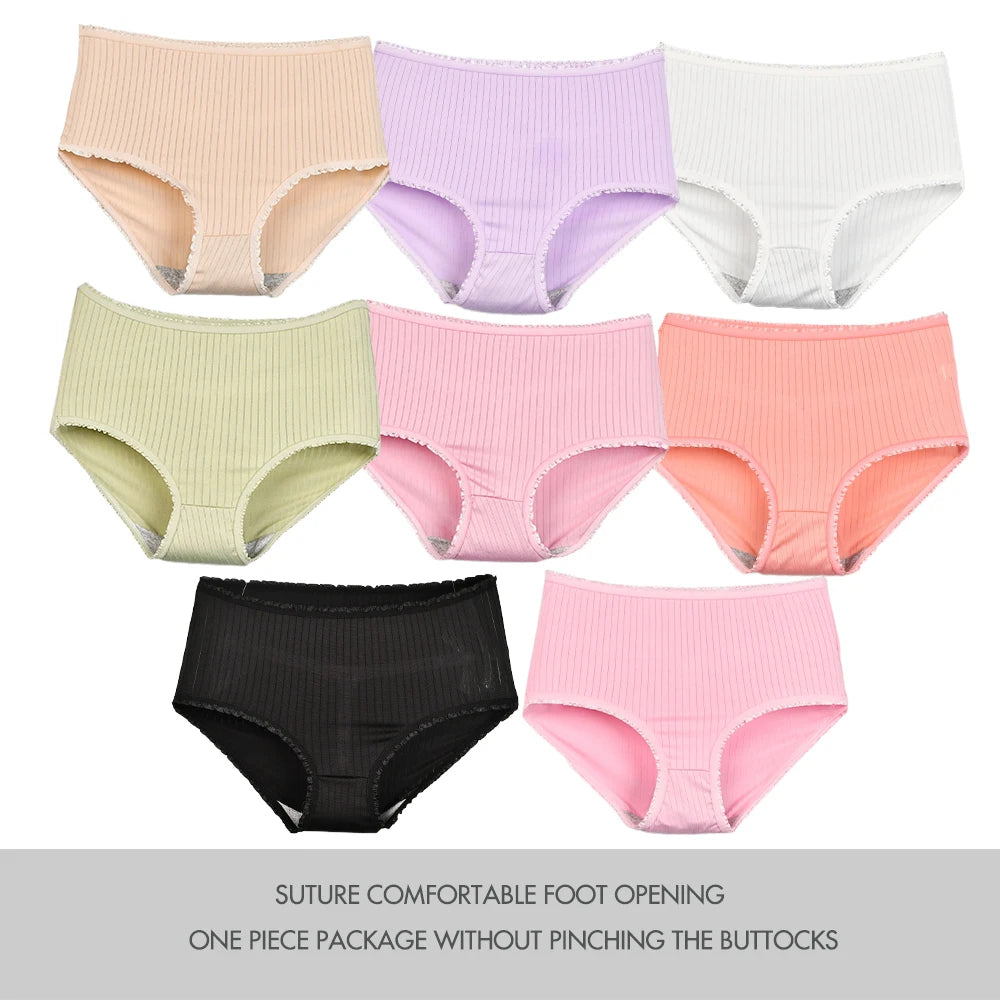 8pcs/lot Women Panties Milk Silk Girls Plus Size Underwear High Waist Briefs Breathable Solid Color Female Lingerie 38-100KG.