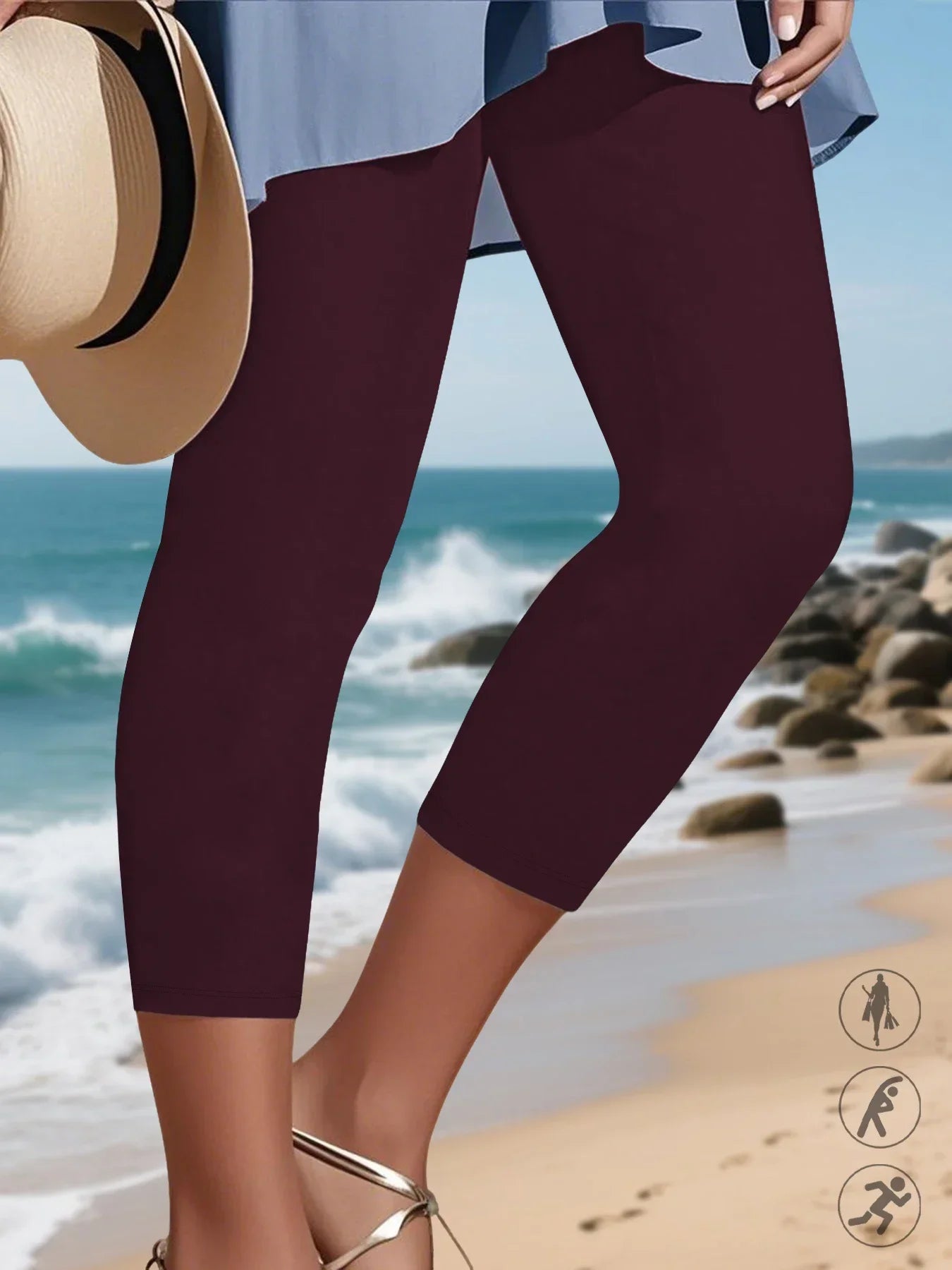 Women's Super Soft Capri Pants High Stretchy Breathable Pants No See Through Workout Running Yoga Athletic Pants Gym Leggings.