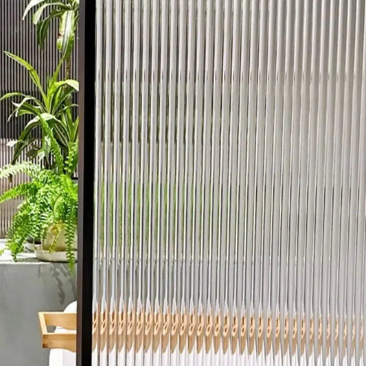 Reeded Glass Window Privacy Film Anti-peep Shading Glass Frosted Film Opaque UV Protection Static Stripe Decorative Window Film.