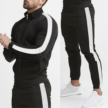Frühling und Herbst neue Freizeit Herren Sport Set farbige Herren Stehkragen Casual Set trend ige Sport 2-teiliges Set.