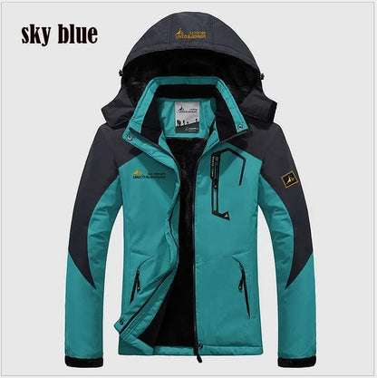 Winter Men's Parka Outdoor Lining Fleece-lined Thickened Windproof Warm Mountaineering Hooded Jacket Cold-resistant Ski Suit 6XL.