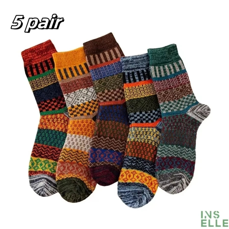 Men's thick warm towel socks 3 pairs of casual solid color mid-calf socks winter men's socks.