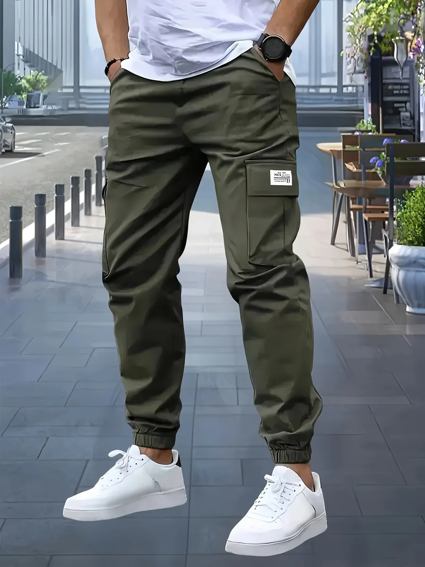 Men's Cargo Pants Sweatpants Outdoor Bunched Long Trousers  Casual Autumn Multi-Pocket Durable Workwear Male Trousers.