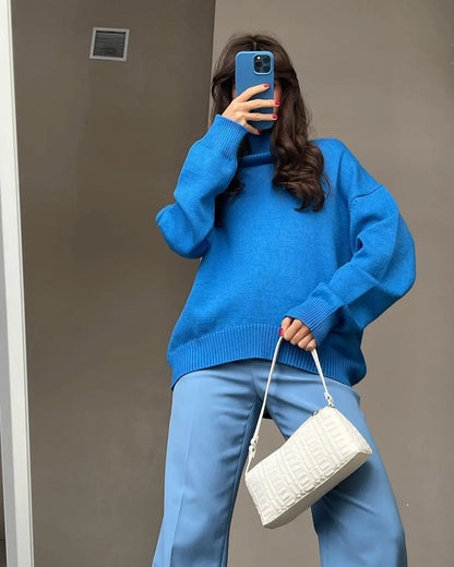Herbst Und Winter Verdickte Rollkragenpullover frauen Lose Faul Gestrickte Pullover Silhouette Casual Pullover