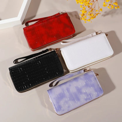 Chic Vintage Double Layer Clutch Wallet - Retro Zipper Coin Purse & Wristlet - Fashionable Womens Accessory with Secure Storage.