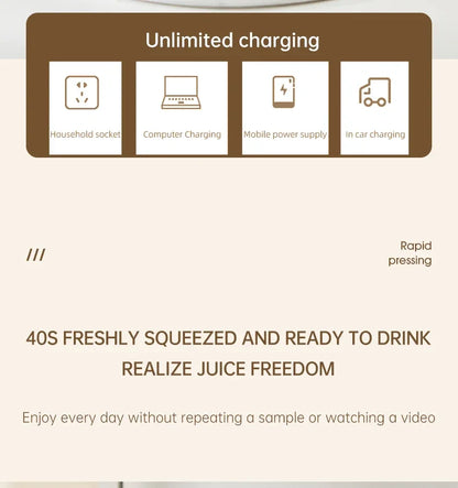 Portable Multi-function USB Wireless Juicer 12-blade Head Fast Juice Extraction 2600mAh Capacity Indoor and Outdoor Mixing Cup.