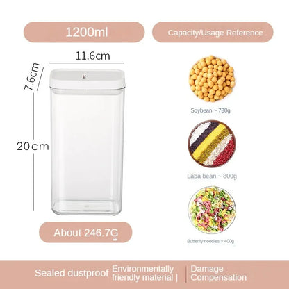 Clear Food Grade Plastic Storage Jar Airtight Seal for Kitchen Snacks Cereals Beans Kitchen Storage Organizer Kitchen Storage