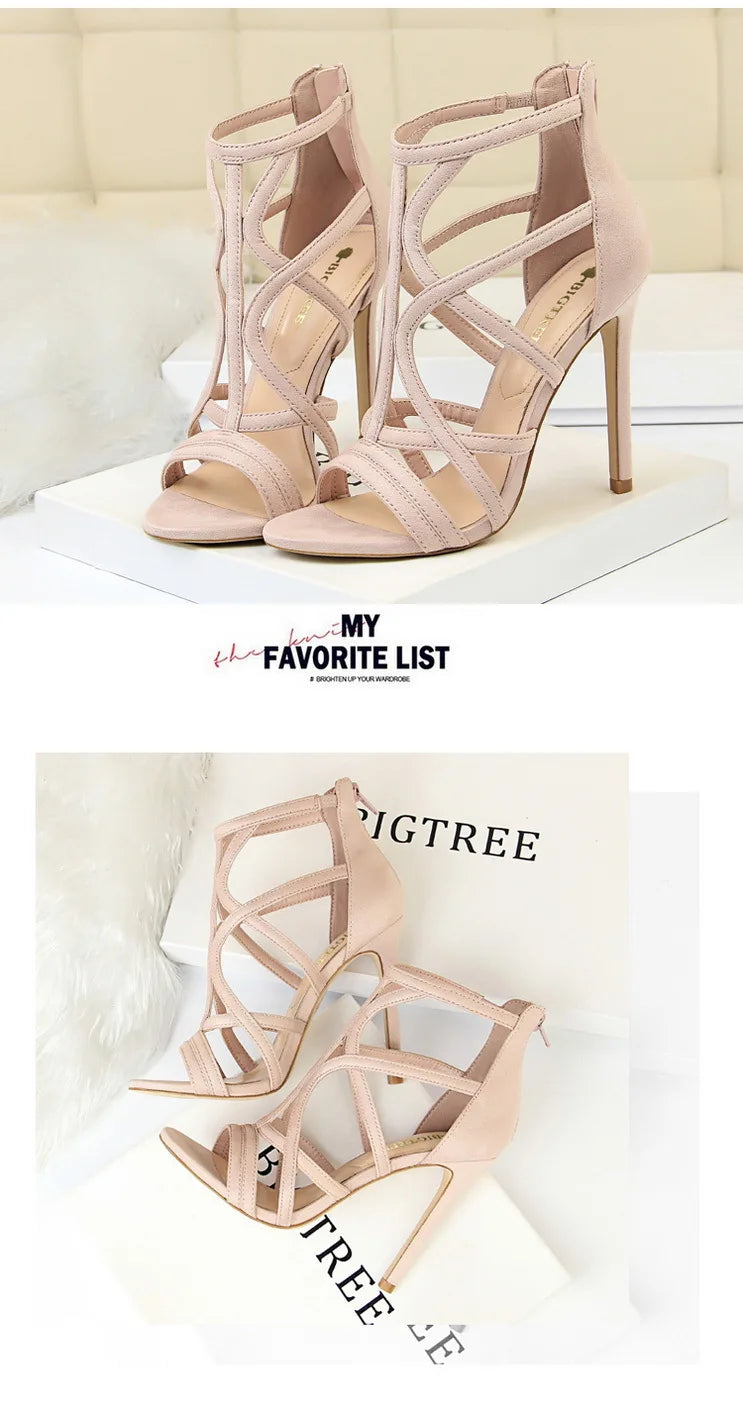 BIGTREE Shoes Roman Style High Heels Woman Pumps Stiletto Heels 11 Cm Women Heels Sexy Party Shoes Hollow Out Women Sandals 2025