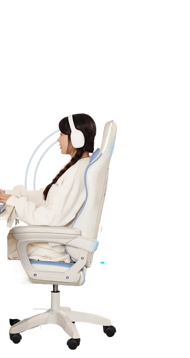 Ergonomischer Gaming-Stuhl, Gamer-Stühle mit Kopfstütze mit Lendenkissen, höhenverstellbarer Computer-Bürostuhl für Mädchen und Jungen