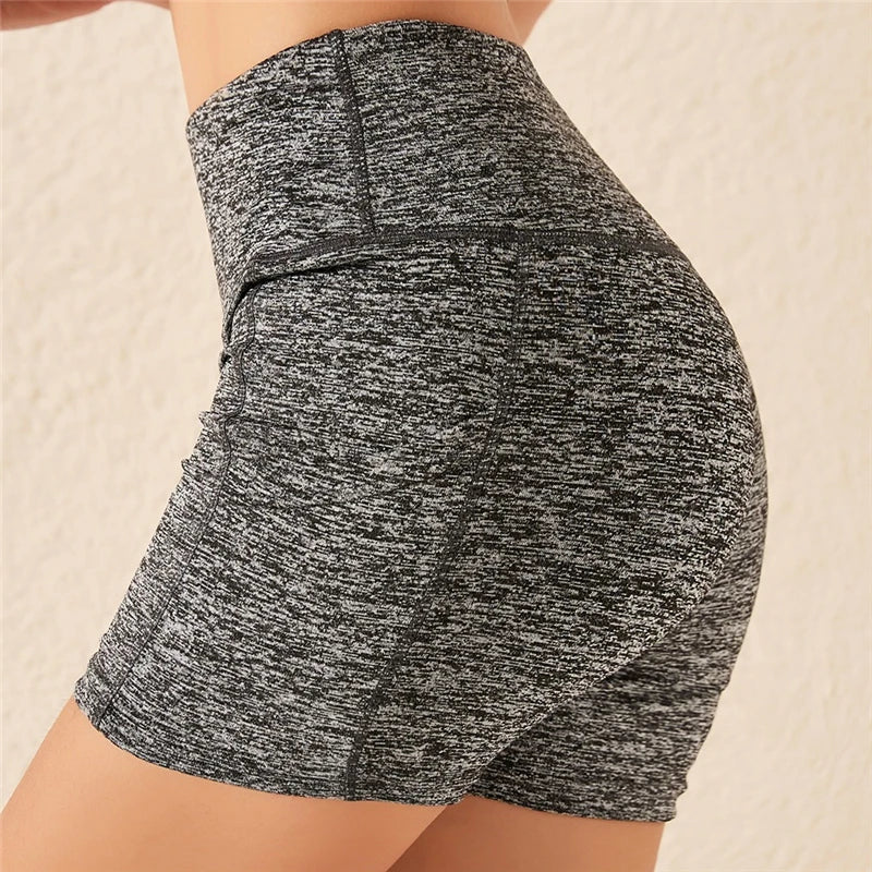 Women gym shorts High Waist Lifting Push Up Tight Yoga Cycling biker shorts Phone Pocket Jogging Running Fitness Short Pant lady
