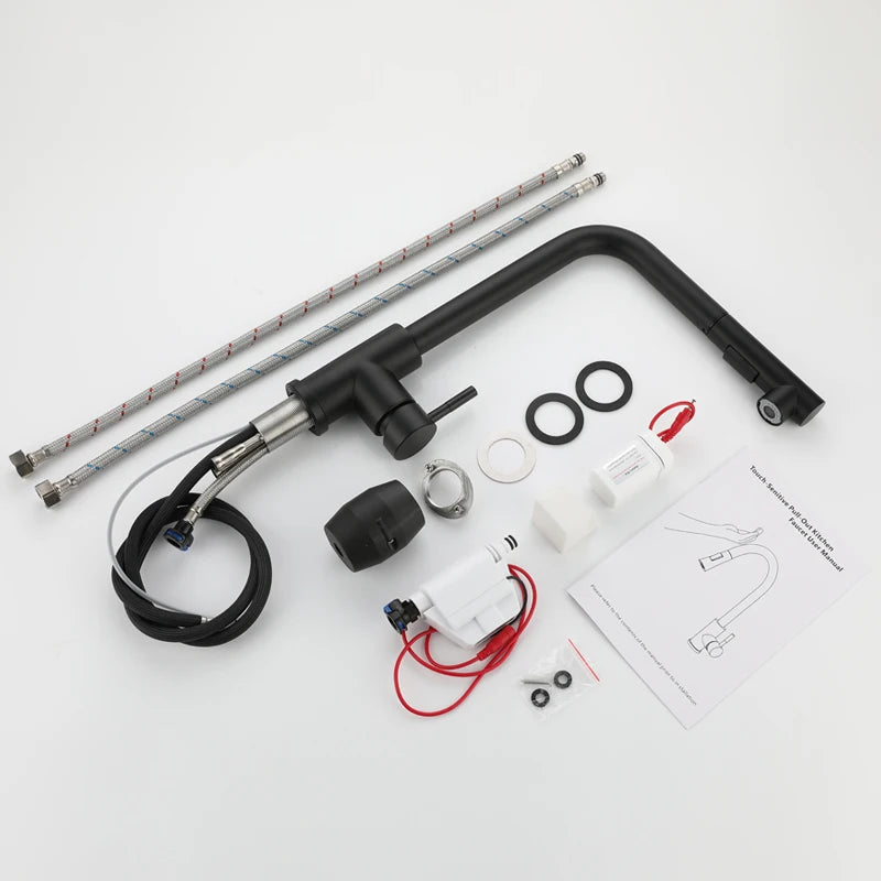 7 Word Touch on Kitchen Sink Faucets Stainless Steel Hot Cold Pull Out Kitchen Mixer Tap Brushed Nickel Touch Kitchen Faucet