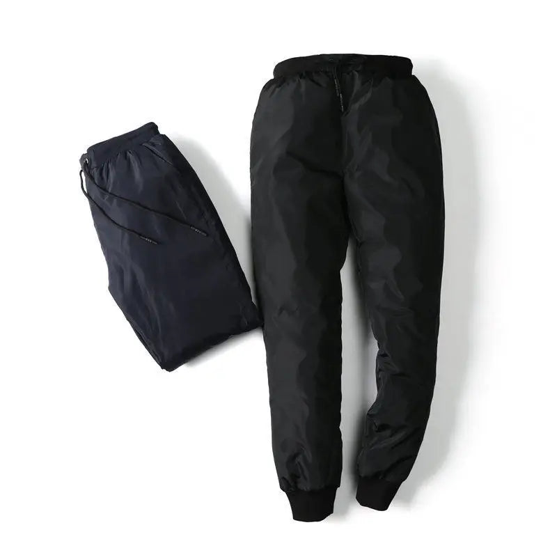 New Winter Thermal White Duck Down Pants for Men Loose Fit High Waist Warm Thickened Elastic Waistband Down Trousers Man PT-590.