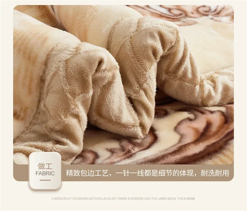 European Style Warm Raschel Blanket for Winter High End Soft Thicken Warmth Weighted Blanket Double Side Flocked Comforter Duvet.