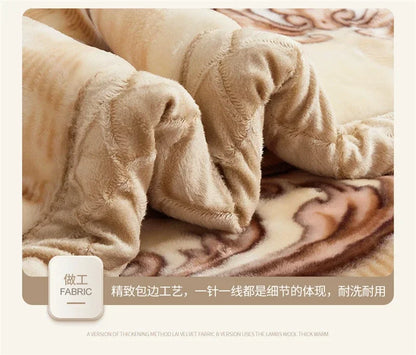 European Style Warm Raschel Blanket for Winter High End Soft Thicken Warmth Weighted Blanket Double Side Flocked Comforter Duvet.