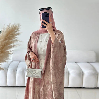 Mode Elegante Dubai Türkische Abaya Kleid Frauen Muslimische Frauen Muslimischen Kimino Kleid Abayas Vorne Offen Strickjacke