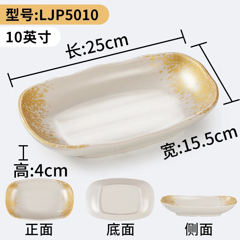 1Pc Thickened Melamine Tableware Not Easily Broken Plastic Barbecue Plate Merchant Dining Plate Household Kitchen Accessories