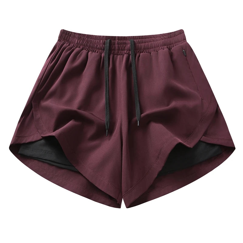 Yoga Short Pants Women Double Design Short Lightweight Comfortable Quick Dry Breathable Fitness Sport Anti-exposure Shorts Pants