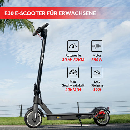 5TH WHEEL E30 ABE Adult Electric Scooter 350W Motor 36V 7.5AH Battery City Electric Scooter 8.5" Solid Tires Foldable E-Scooter.