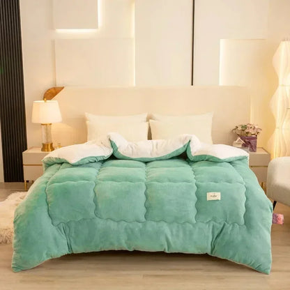 Winter Quilt Blanket Double Sided Velvet Lamb Cashmere Double Bed Quilts King Queen Full Size Bed Duvet Thicken Comforter Core