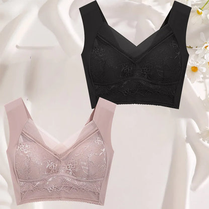 FINETOO 2Pcs Plus Size Sexy Crop Tank Top Seamless Bra Push Up Women Bras Wireless Bralette Femme Underwear Sports Lace Lingerie