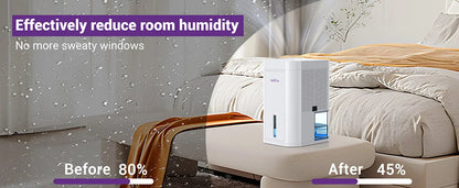LOEFME 1000ml Electric Dehumidifier with Quiet & Auto Shut Off 7 Colorful LED, Portable Mini Dehumidifier for Wardrobe, Bathroom.