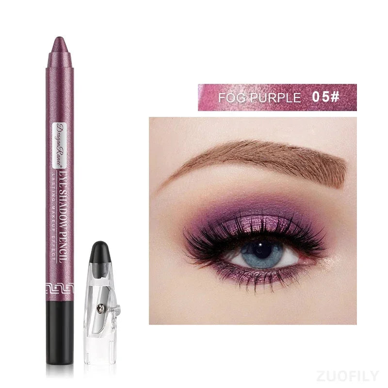 12Colors Glitter Eyeshadow Pen Long Lasting Matte Eye Shadow Palette Shiny Highlighter Silver Purple Eyeliner Pencil Cosmetics