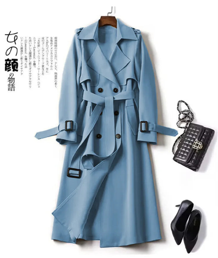 Herbst Winter Langarm Graben Mantel Für Frauen 2024 Mode Lose Büro Dame Lange Outer Jacke Mäntel Weibliche Kleidung