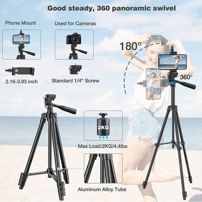 103cm Lightweight Camera Tripod For Mobile Tripod Camera Portable SLR Bluetooth-compatible Desktop Cam Stand Monopod Smartphone.