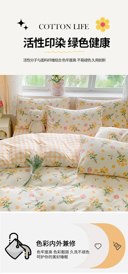 2025 new Cotton Duvet Cover Set with 2 Pillowcases 1 bed sheet - Elegant & Breathable Bedding Set,Fade-Resistant, Multiple Sizes.