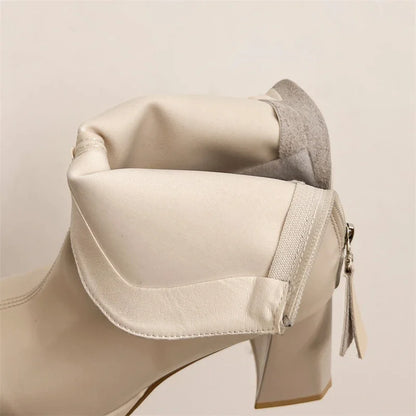 Winter Fashion Square Toe High Heel Women Ankle Boots Street Style Banquet Party Mordern Short Booties Zapatos De Muje