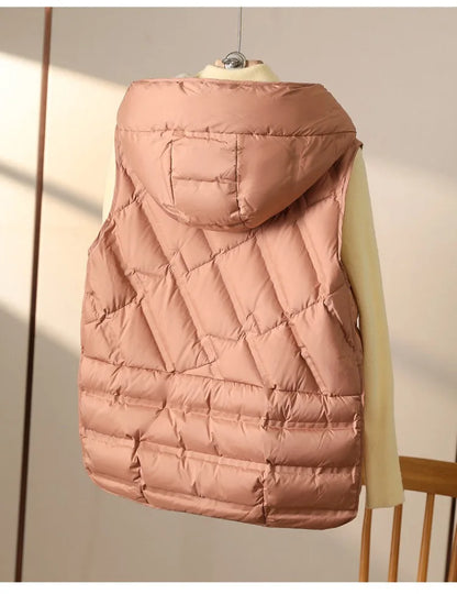 Weiblich 90% weiße Ente Daunen ultraleichte ärmellose Daunen weste 2023 neue Herbst/Winter Mode Kapuze Basics Frauen warme Weste Mantel