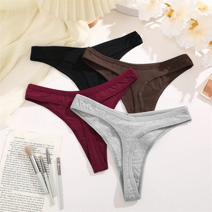 3Pcs/Set Seamless Thong Cotton Women Thin Strap Low Waist High Flexibility Panty Sexy Underwear Ladies Briefs T-back Soft Women.