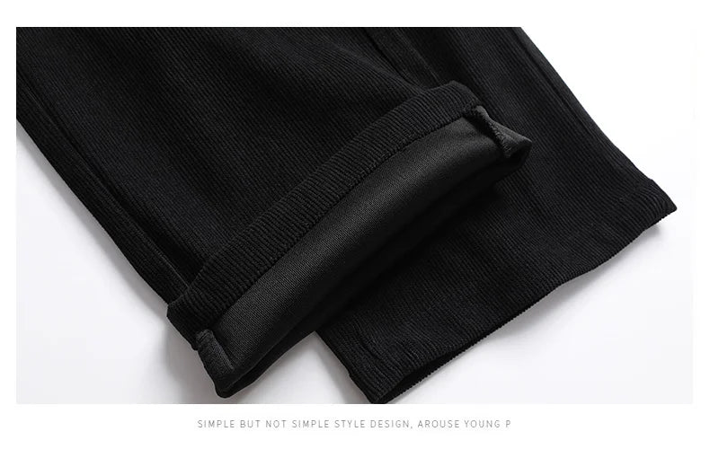 Men's Casual Pants Elastic Waist Sweatpants Autumn Winter Clothes Drawstring Trousers Male Corduroy Warm Large Size Pants.