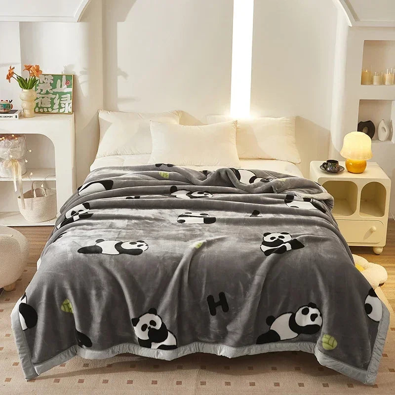 Double Layer Winter Thicken Raschel Plush Weighted Blanket For Bed Warm Heavy Blankets Throw Printed Flowers Fluffy Soft Carpet