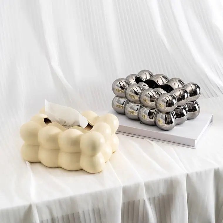 Geometry Tissue Box Cover Decorative Facial Tissue Holder Case Container for Bedroom Tissue Box Covers Rectangular Ceramic