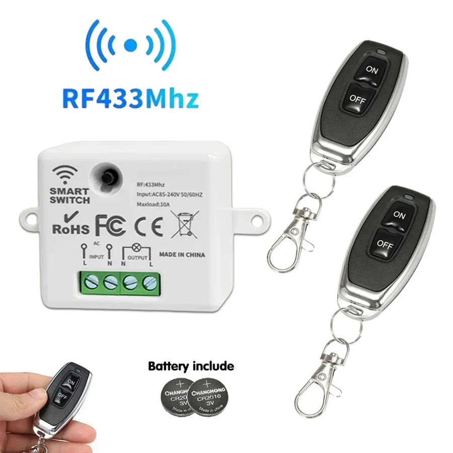 RF 433 MHz Drahtlose Fernbedienung Schalter Smart Home 110 V 220 V 10A Mini Controller Relais EIN/AUS sender Wand Licht Schalter.