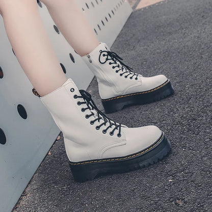 Autumn Winter Fashion Round Toe Lace-up Shoes Womens Boots Zip Ankle Boots For Women High Heels Basics Casual