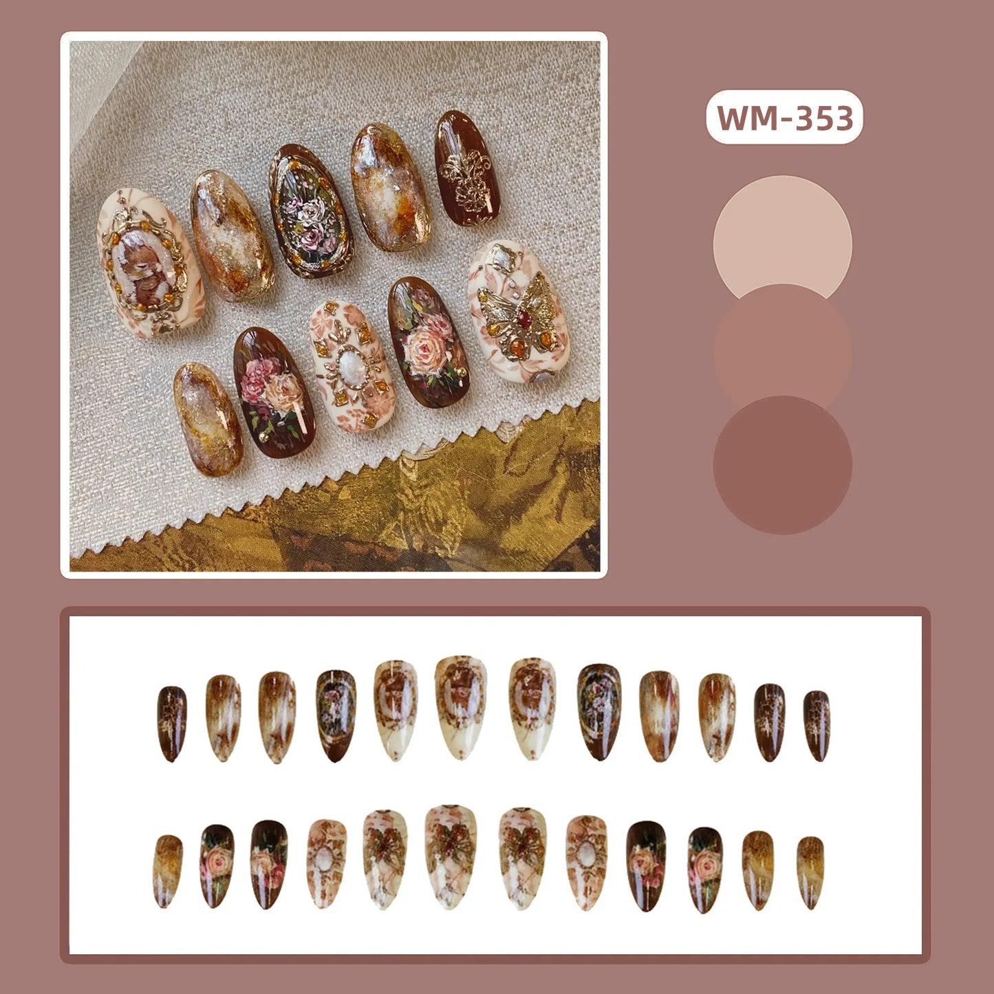 24pcs Red Star Print Fake Nails Sweet Cool Short Almond Press on Nail for Women Wearable Detachable Ins Spice Girl False Nails.