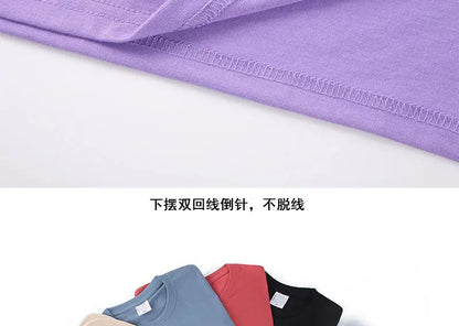 100% Cotton T-shirt Men Women Solid Color O Neck Short-sleeved Tops Summer Korean Loose Half-sleeve T Shirt Unisex M-4XL.