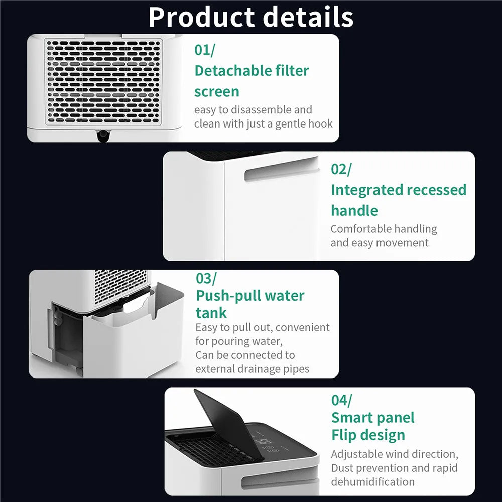 3.2L Household Dehumidifier Moisture Absorbent Desktop Air Dryer Drying Machine Electric Absorber Bedroom Kitchen LED Display.