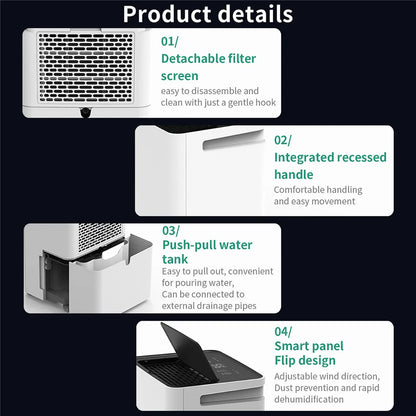 3.2L Household Dehumidifier Moisture Absorbent Desktop Air Dryer Drying Machine Electric Absorber Bedroom Kitchen LED Display.