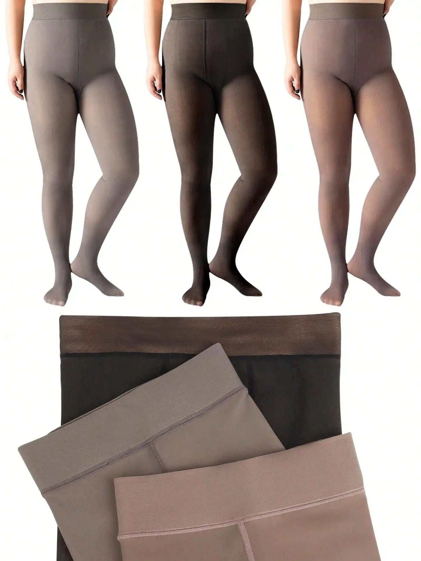 Luxtrada Womens Plus Size Thick Winter Tummy Control Fleece Lined Sheer Tights Fake Translucent Warm Leggings Thermal Opaque