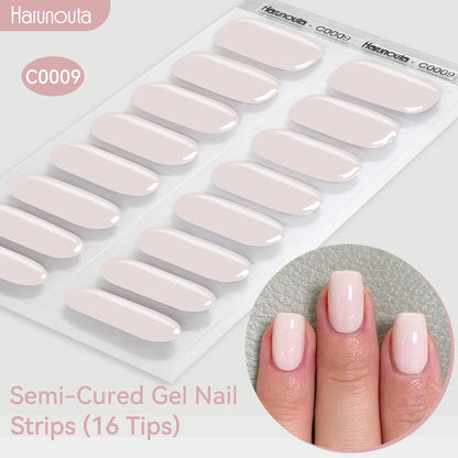 Harunouta Gradient Semi Cured Gel Nail Sticker Long-Lasting UV Nail Sticker UV/LED Extension Gel Nail Foil Gel Polish Full Cover