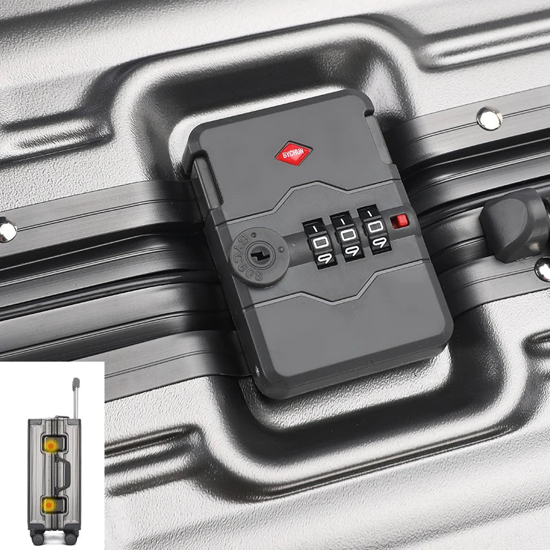 Studentenkoffer mit Aluminiumrahmen, großes Fassungsvermögen, Trolley-Koffer, neue, starke und langlebige Passwortbox, Herren- und Damen-Universalrad.