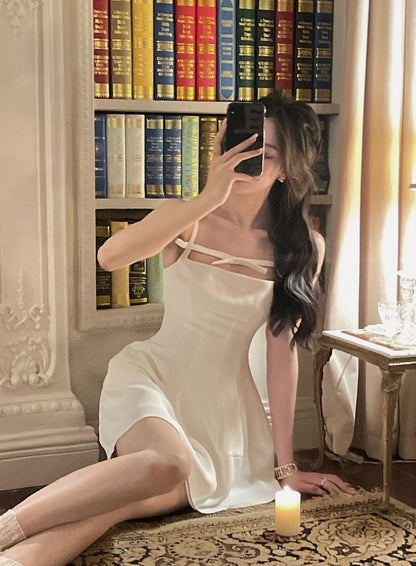 Sommer y2k Spaghetti träger Abend party Kleider solide elegante ärmellose sexy A-Linie kurzes Kleid ein Stück Vestido Mujer