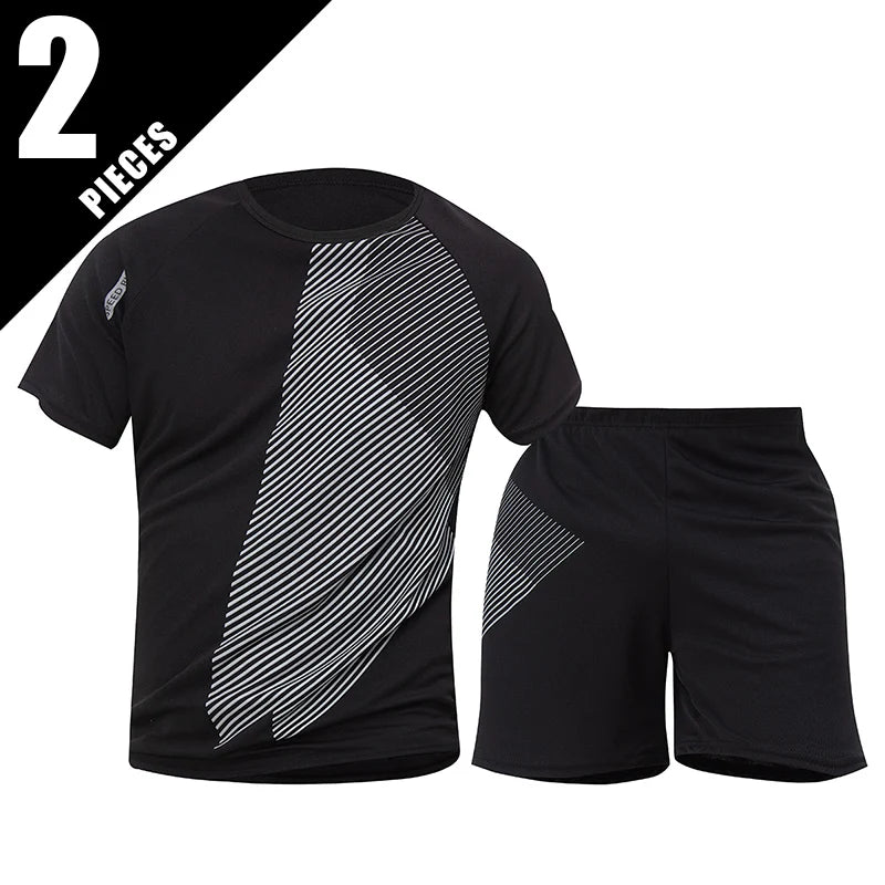 2/4/6 Pcs Plus Size Men's Quick-drying Short-sleeved Shorts Suit Men's Leisure Sports Running Fitness T-shirt Joker Shorts Teen