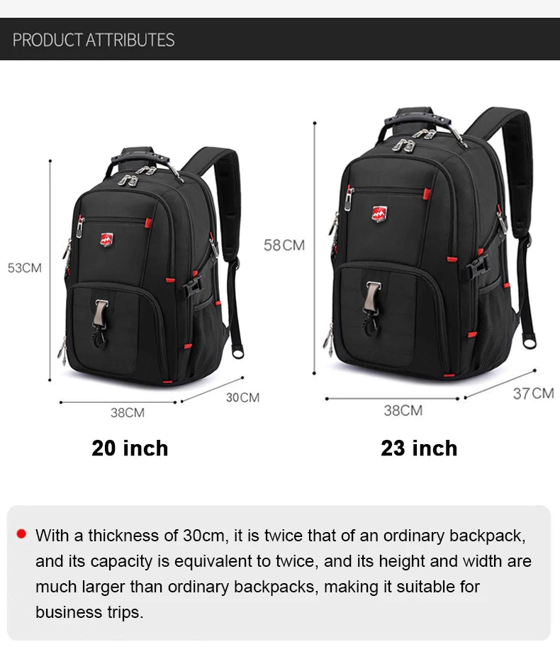 Wasserdichte 20-Zoll-Laptop-Rucksäcke USB-Lade Schultasche Diebstahlsicherer Herren-Rucksack Reiserucksack Männlicher Mochila Hohe Kapazität.