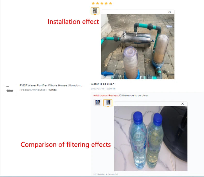 Large flow PVDF whole house ultrafiltration water purifier 0.01um pre-filter SUS304  service life 5 years.