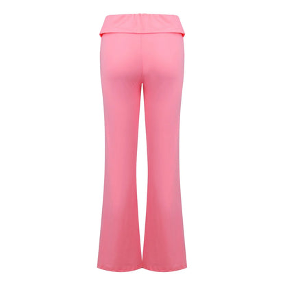 Damenmode, einfarbig, schmale Passform, schmale Reverse-Taille, niedrige Taille, elastische Taille, Schlaghose, Hose für Damen, Damenhose 2024